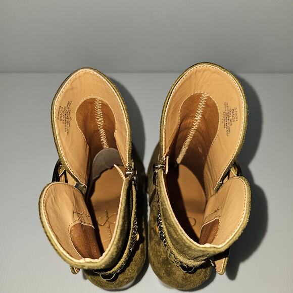 Jessica Simpson Finova Ankle Bootie Womens 8 Olive Green Buckle Western Heel - Picture 12 of 16